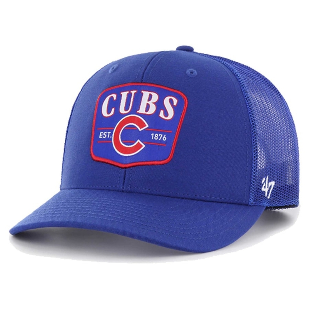 NWT Chicago Cubs '47 Brand Royal Blue Trucker Hat EST 1876 Patch Snapback OSFA